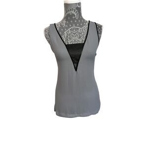 NWT Sleeveless Peek a boo cut out Gray/Black Top Blouse, Women's, Medium